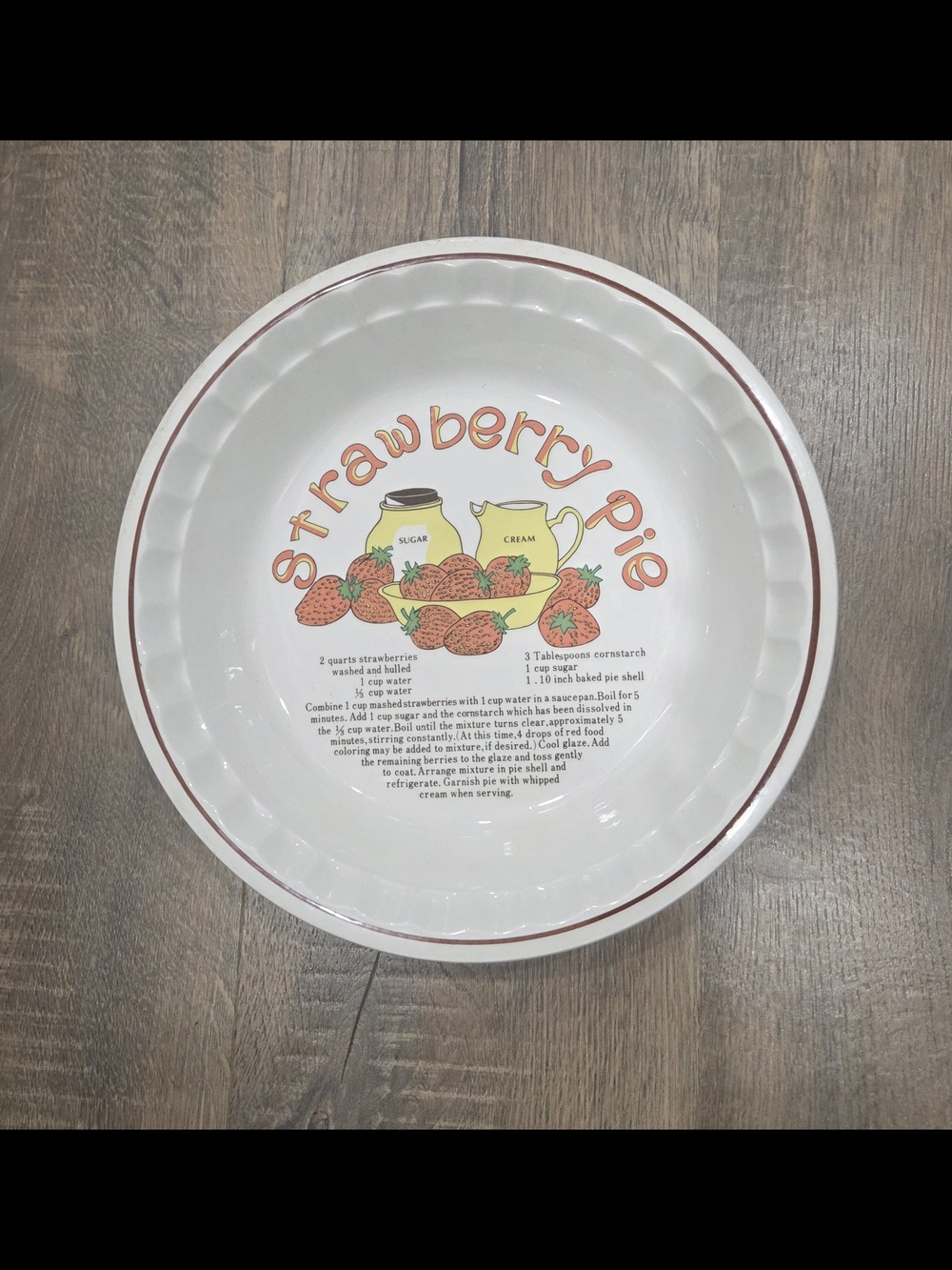 Vintage Manoir Collection Ceramic Strawberry Pie Recipe Plate